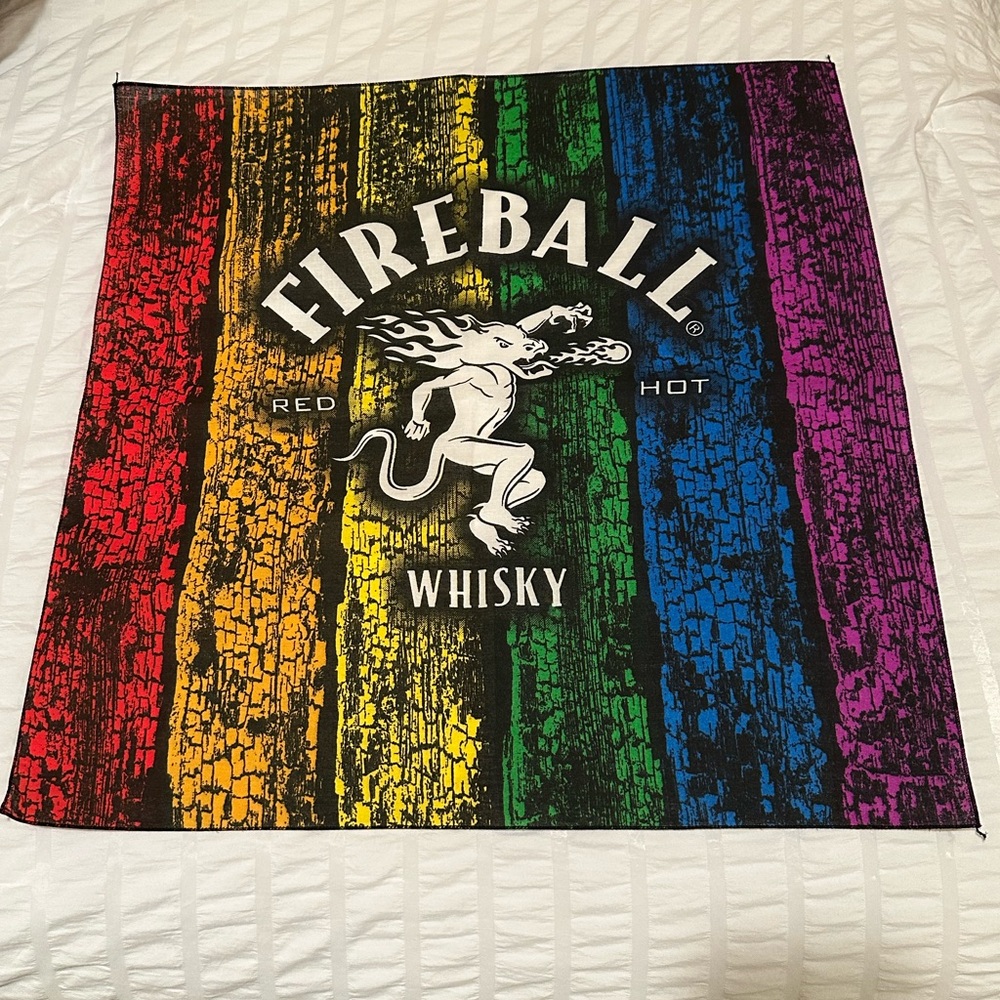 Fireball Wall Hanging Small Tapestry Colorful Red Hot Whisky 21" X 21"